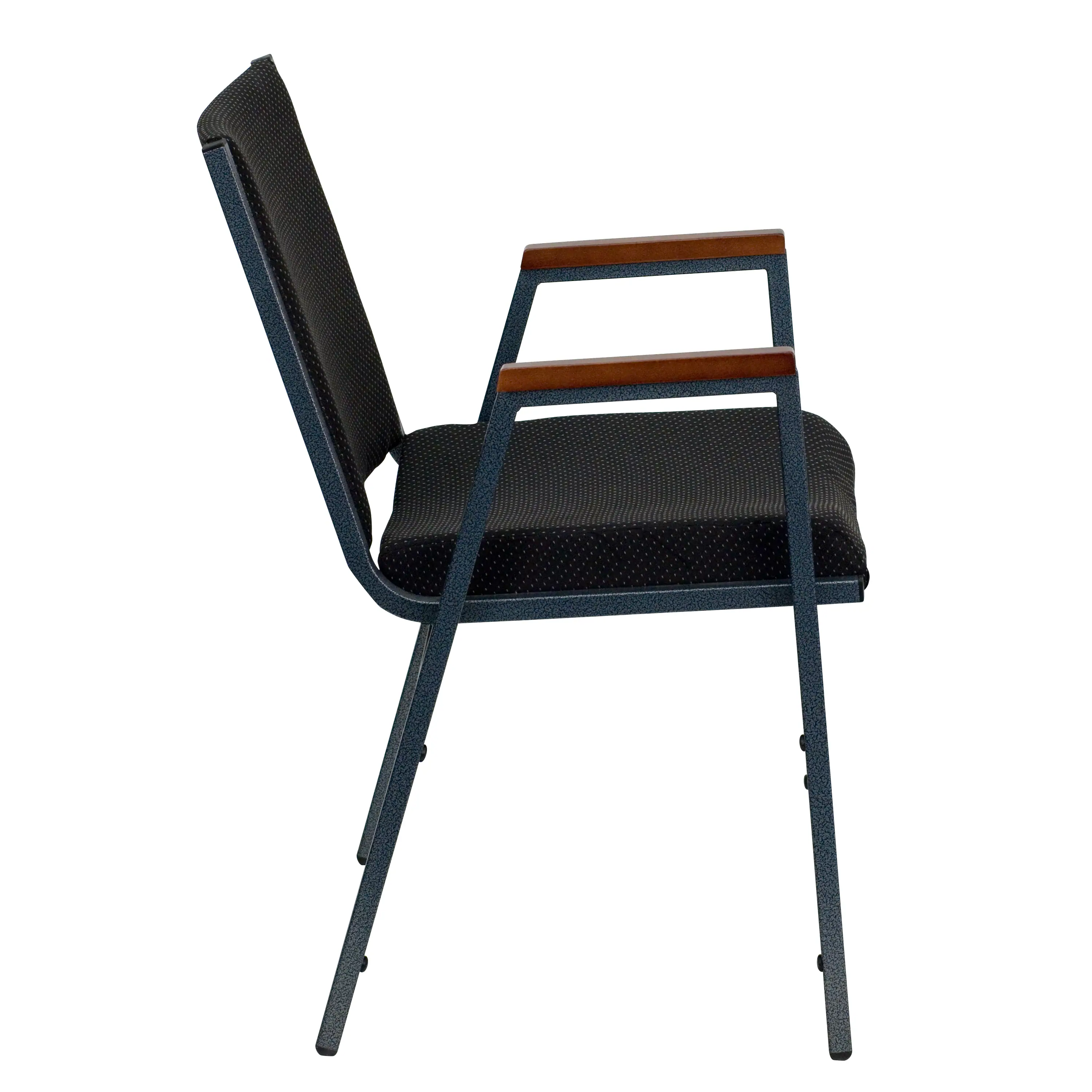 Alt View 5. Emma + Oliver - Heavy Duty Reception/Guest Stack Chair with Arms - Black Patterned Fabric.
