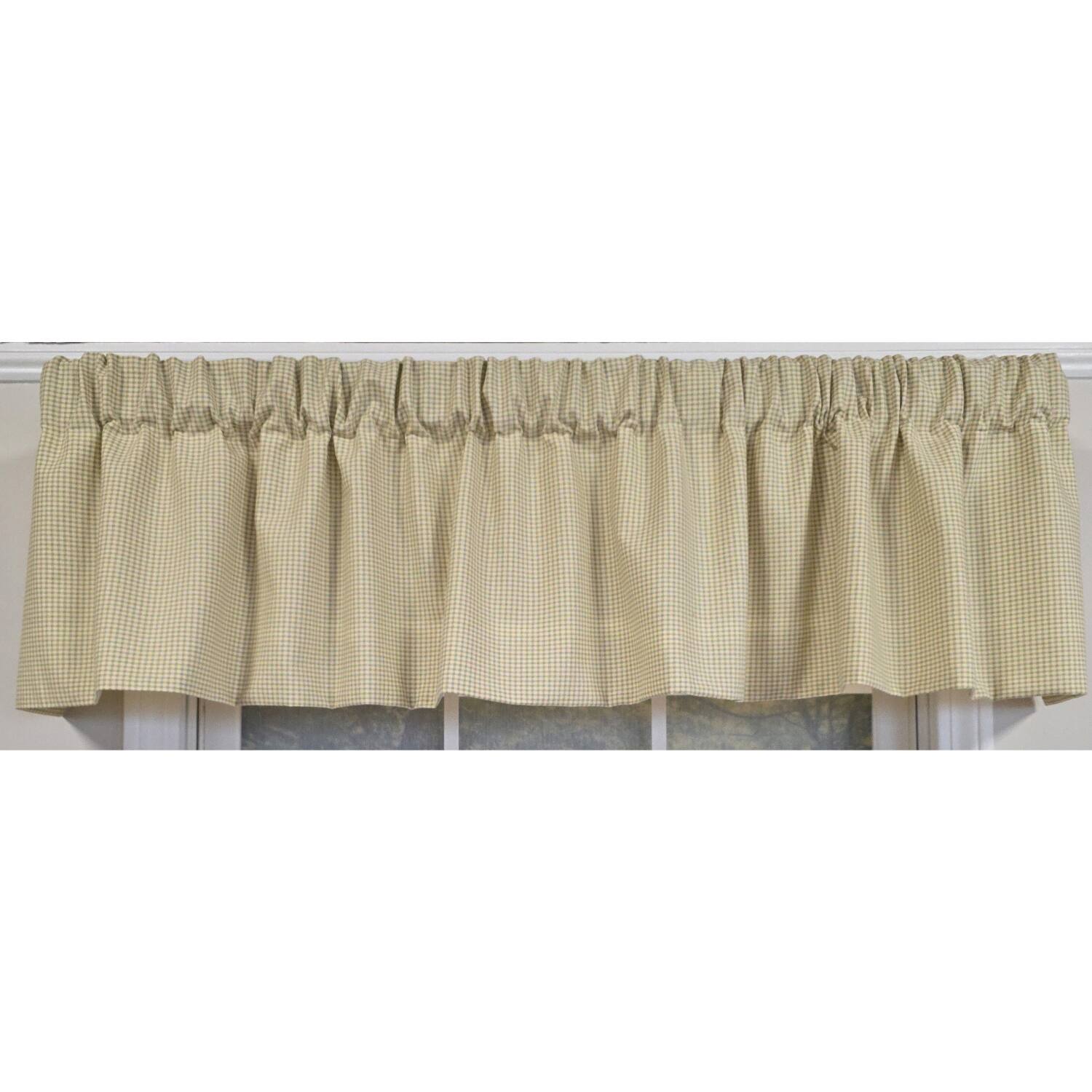 Left. RLF Home - RLF Home 100% Cotton Crosswell Tailored  Fully lined Windows Rod Pocket Valance 76" x 14"  Sage - Sage.