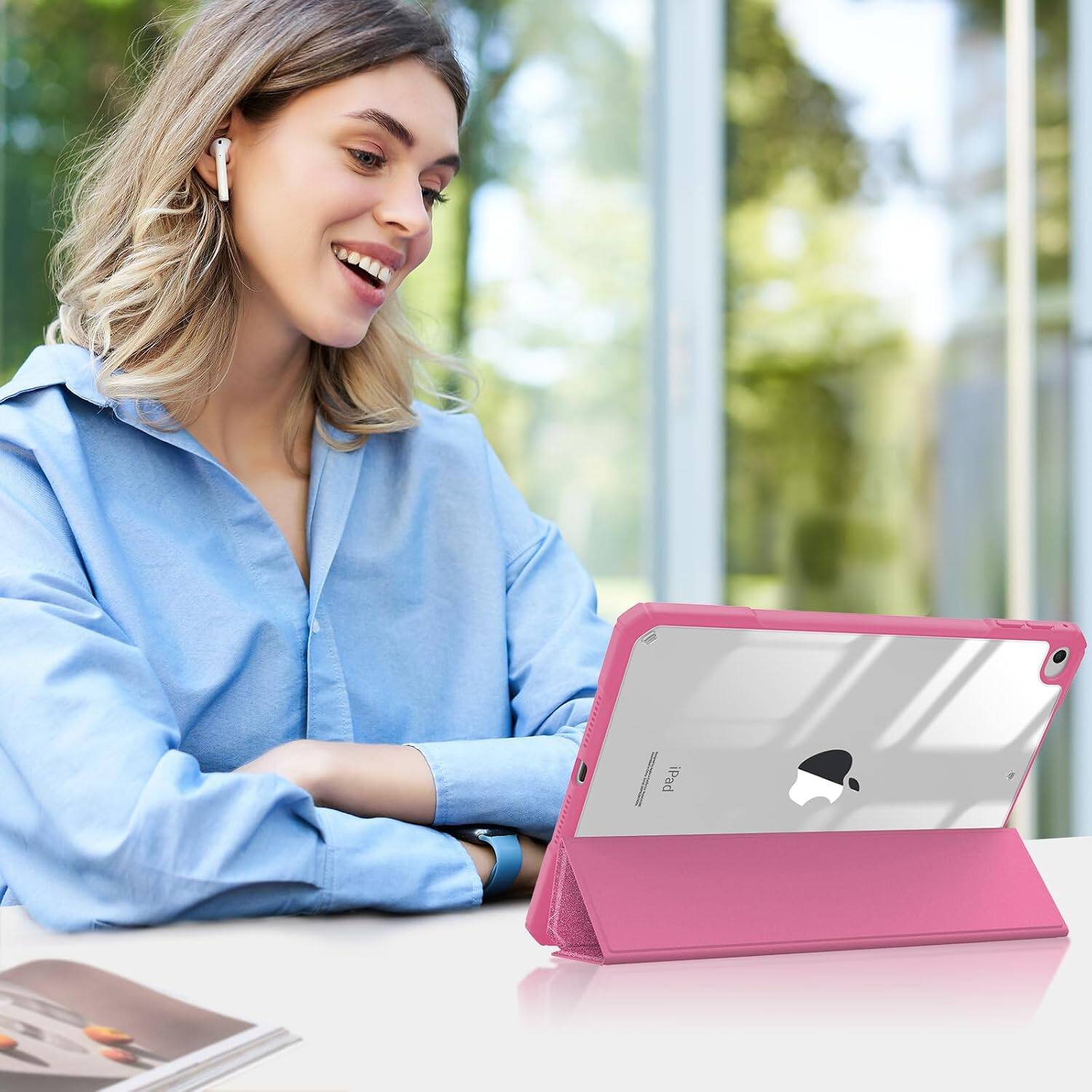 Alt View 2. Fintie - Clear Case for iPad mini 5th Generation 7.9 inch/ iPad mini 4 Hybrid Slim Shockproof Cover with Transparent Back Shell - Glittering Pink.