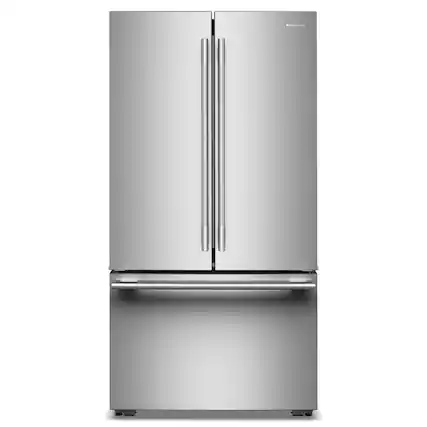 Front. KitchenAid - 36 in. Wide 24 cu. ft. French Door Counter-Depth Refrigerator with Interior Dispense - PrintShield Stainless.