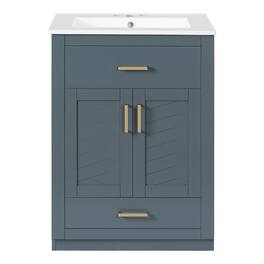 Boyel Living - 24 Inch Bathroom Vanity with Integrated Ceramic Sink and Storage - Blue