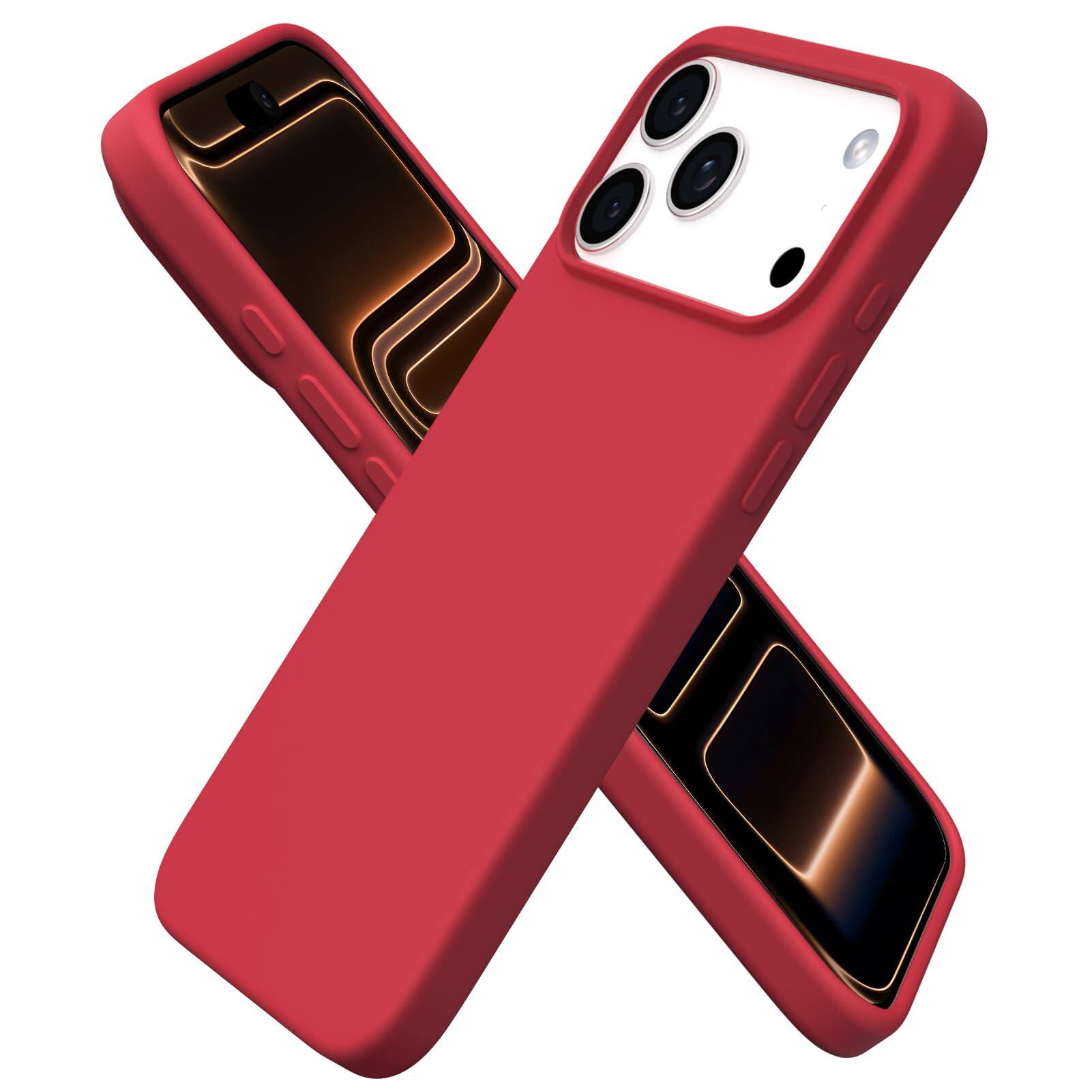 Front. Ornarto - ORNARTO Designed for iPhone 17 Pro Max Case 6.9", Liquid Silicone Soft Gel Shockproof Protective Case-Red - Red.