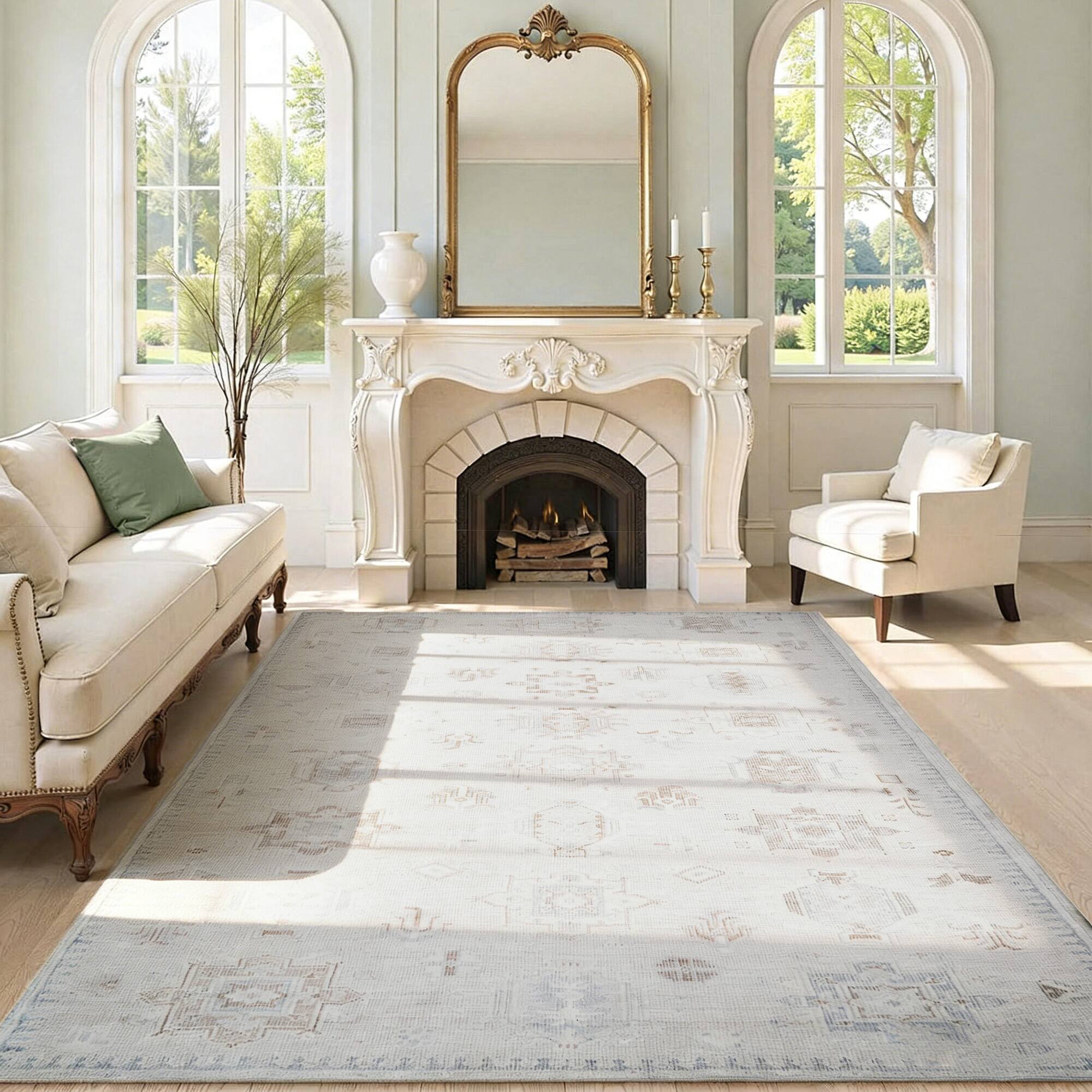 Front. RYHNUYNE - 8x10 Area Rug, Washable Area Rug Non Slip Rugs for Living Room, Soft and Cozy Carpet for Bedroom Dining Room Home - gray.