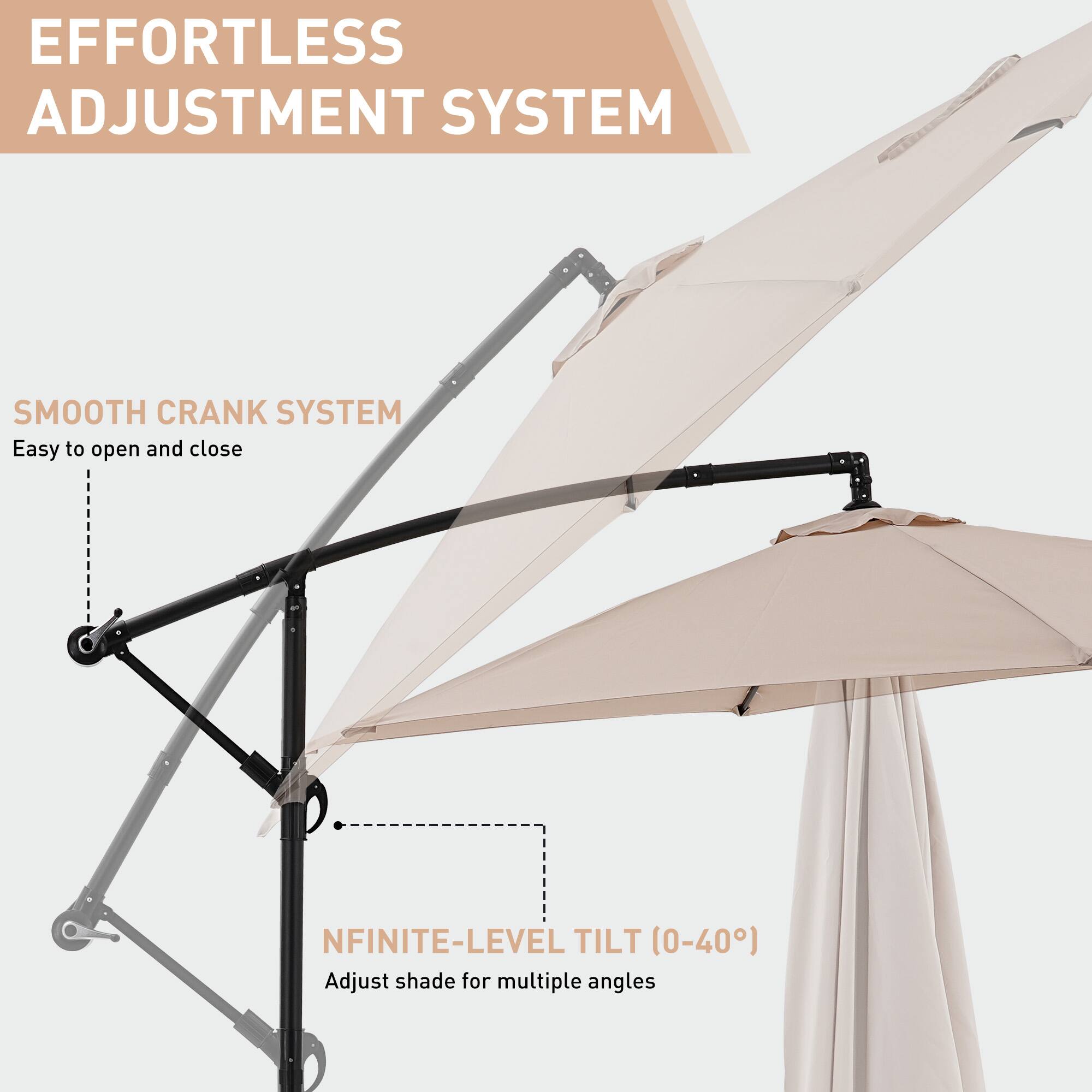 EFFORTLESS ADJUSTMENT SYSTEM  
SMOOTH CRANK SYSTEM  
Easy to open and close  
INFINITE-LEVEL TILT (0-40°)  
Adjust shade for multiple angles