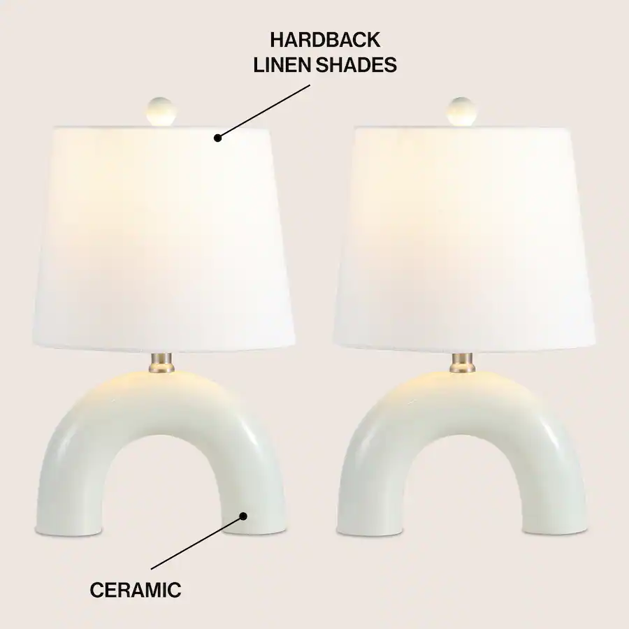 Led Set Design Jonathan Y Zadie 17.8 in. Scandinavian Minimalist Ceramic Arch LED ...