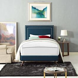 Modway - Virginia Fabric Platform Bed with Round Splayed Legs - Azure