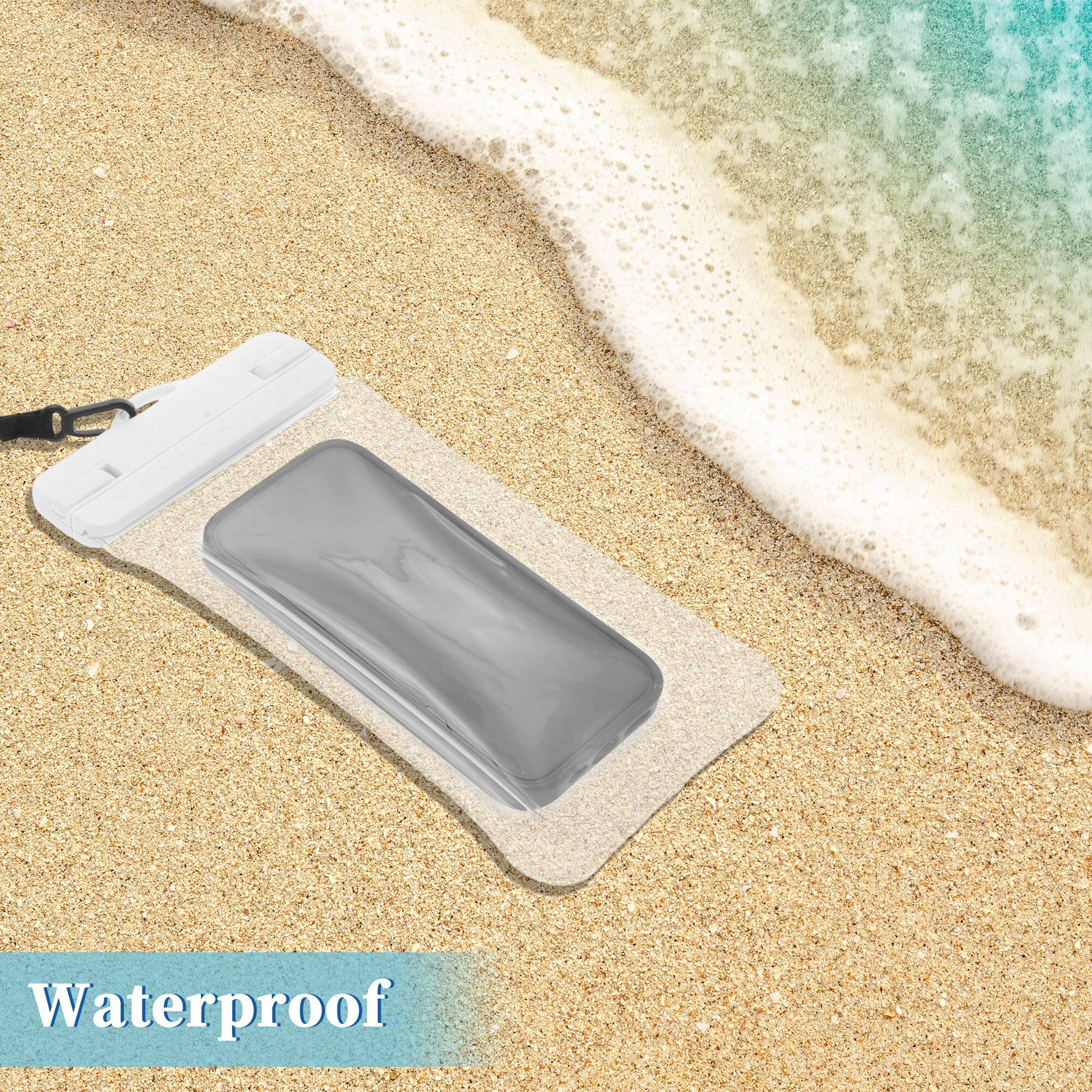 Alt View 1. Unique Bargains - 2pcs Inflatable Mobile Waterproof Bag Universal Waterproof Case Compatible for Phone 4.92"x9.65" - White.