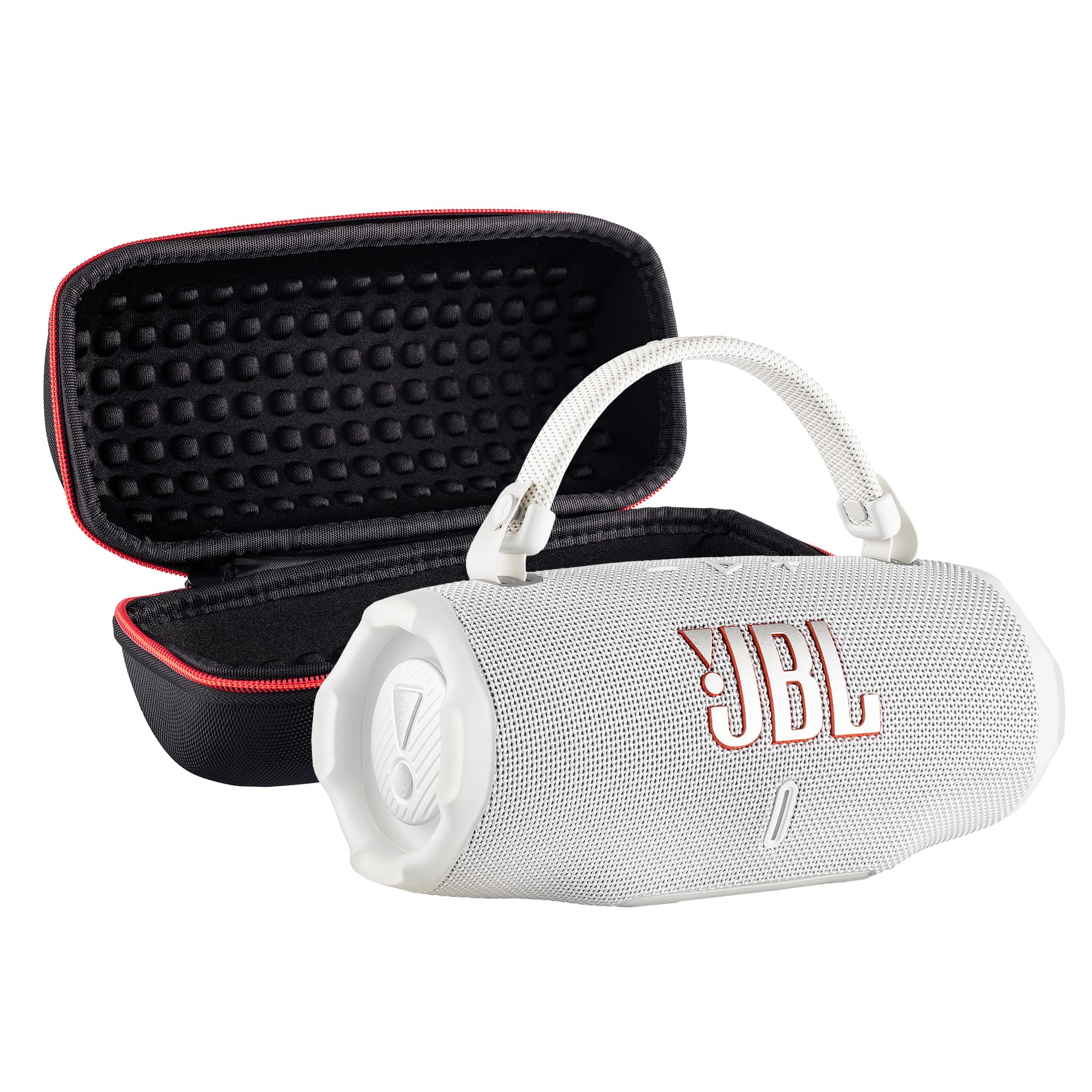 Front. JBL - JBL Charge 6 Portable Wireless Bluetooth Speaker with IP68 Waterproof (White) Case Bundle - White.