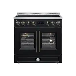 Forno Appliances - Torino 36-in. Freestanding French Door Induction Range with Air Fry, Air Sous Vide and True Convection - Black