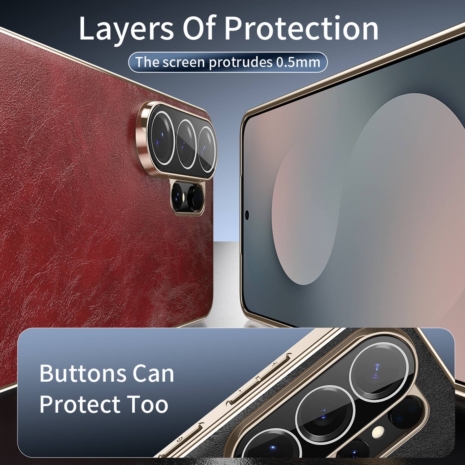 Layers Of Protection  
The screen protrudes 0.5mm  
Buttons Can Protect Too