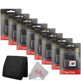 SanDisk Professional - 8x Sandisk 128GB Extreme Pro UHS-I Micro SD Up to 200MB/s Read 90MB/s Write with Card Wallet