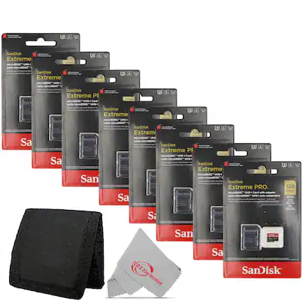 - SanDisk Extreme microSDXC UHS-I carte
- SanDisk Extreme ACTON microSDXC UHS-I carte
- SanDisk Extreme PRO microSDXC UHS-I carte
- SanDisk Extreme PRO 128GB microSDXC UHS-I Card with adapter