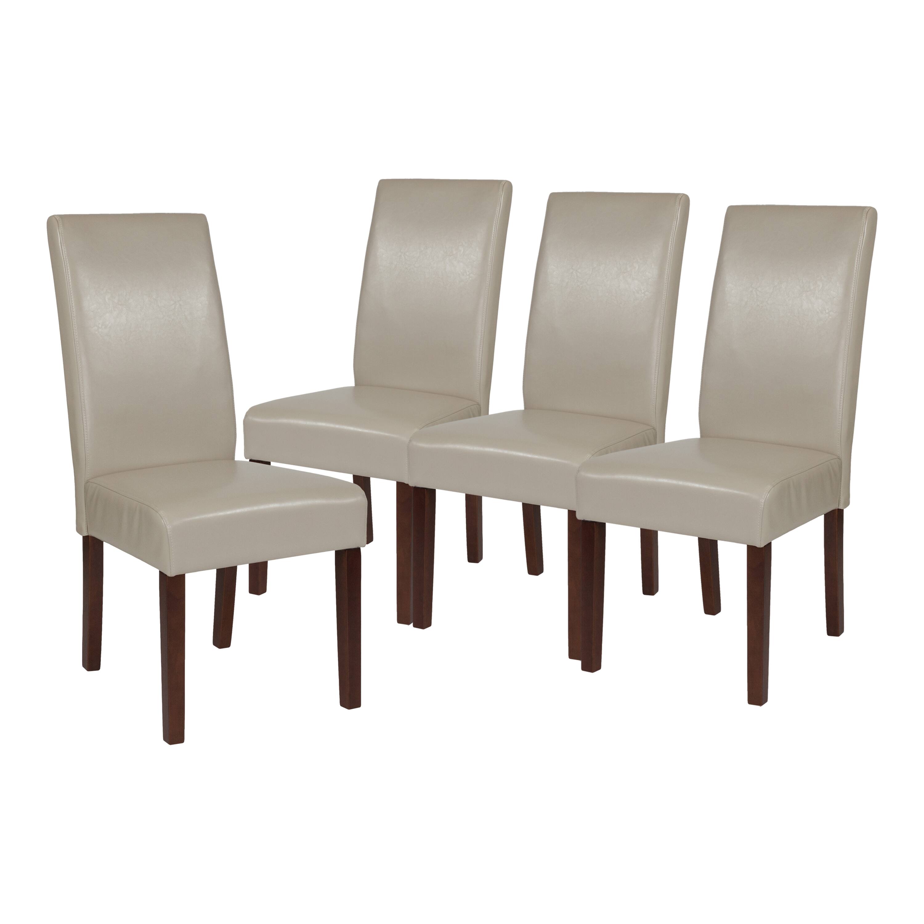 Alt View 1. Emma + Oliver - Mid-Century Parsons Chair and Hardwood Frame for Kitchen, Dining Room & More - Beige Faux Leather.