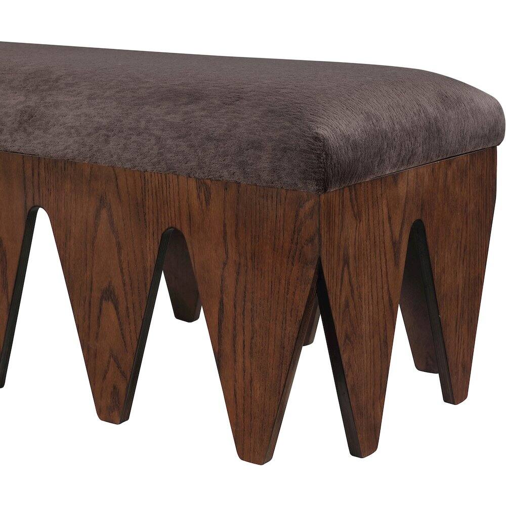 Alt View 4. Meridian Furniture - Altair Brown Velour Fur Fabric Bench - Brown.