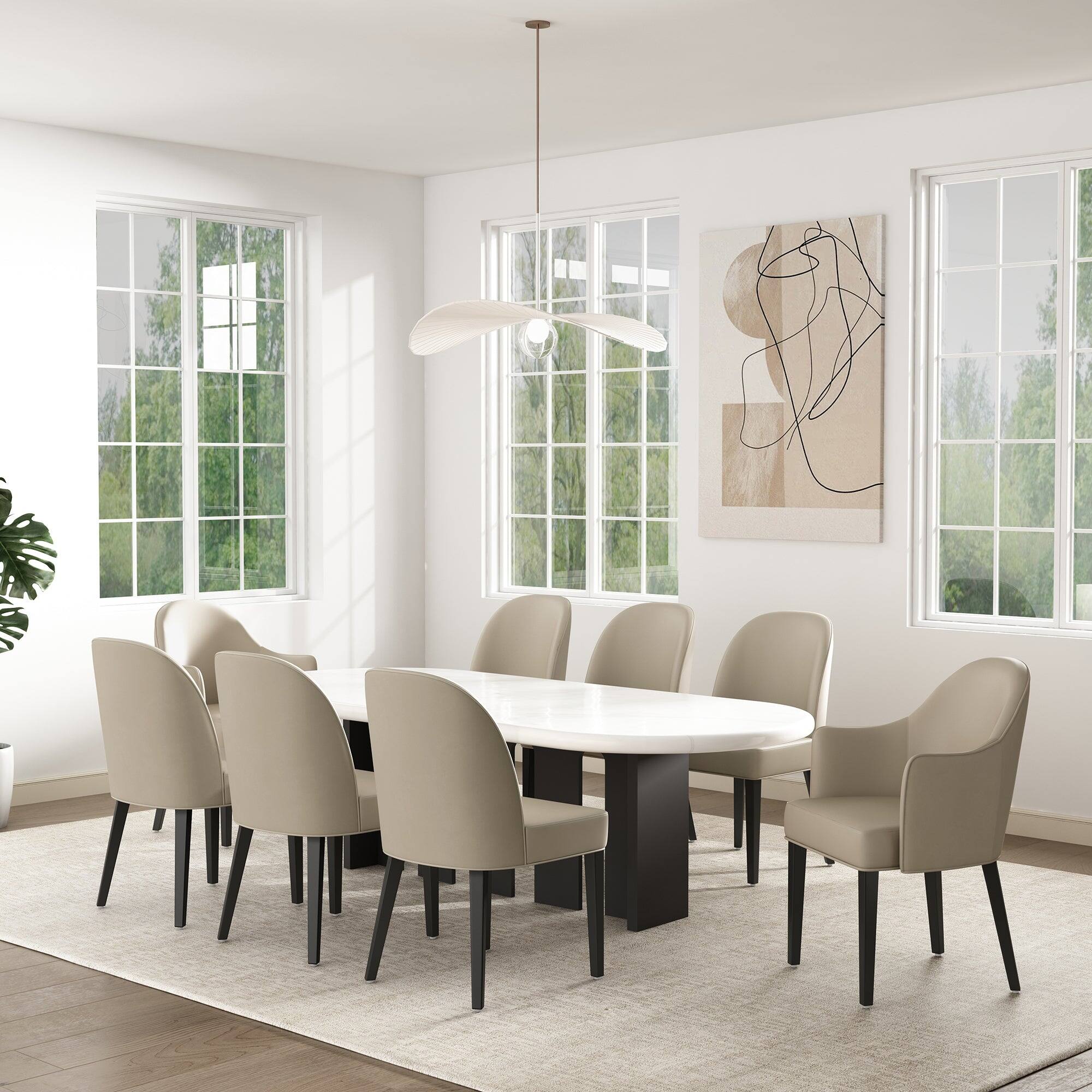 Alt View 7. Manhattan Comfort - Hillman Modern Wood Upholstered Dining Chair - Set of 2 - Sand.