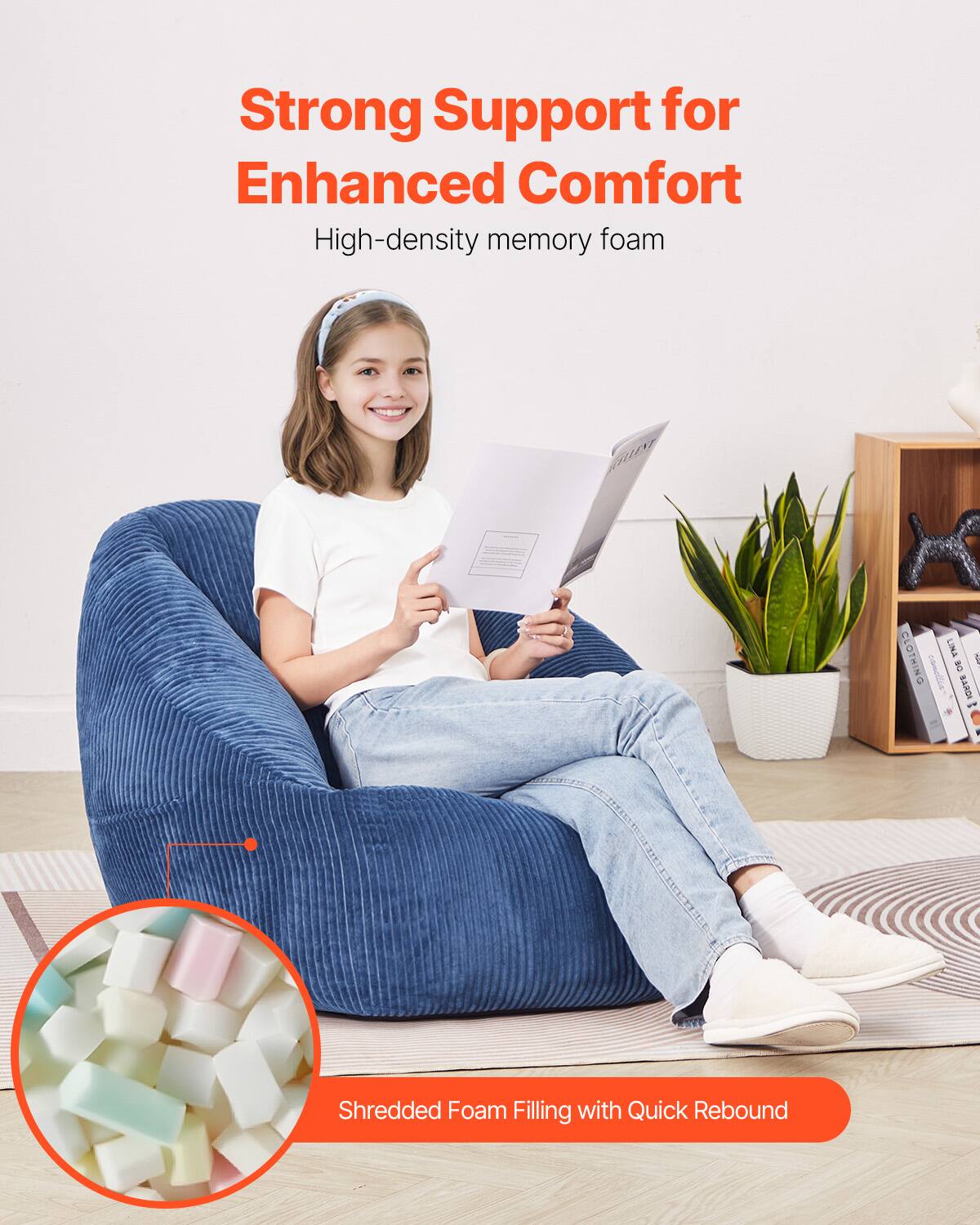 Strong Support for Enhanced Comfort  
High-density memory foam  

Shredded Foam Filling with Quick Rebound