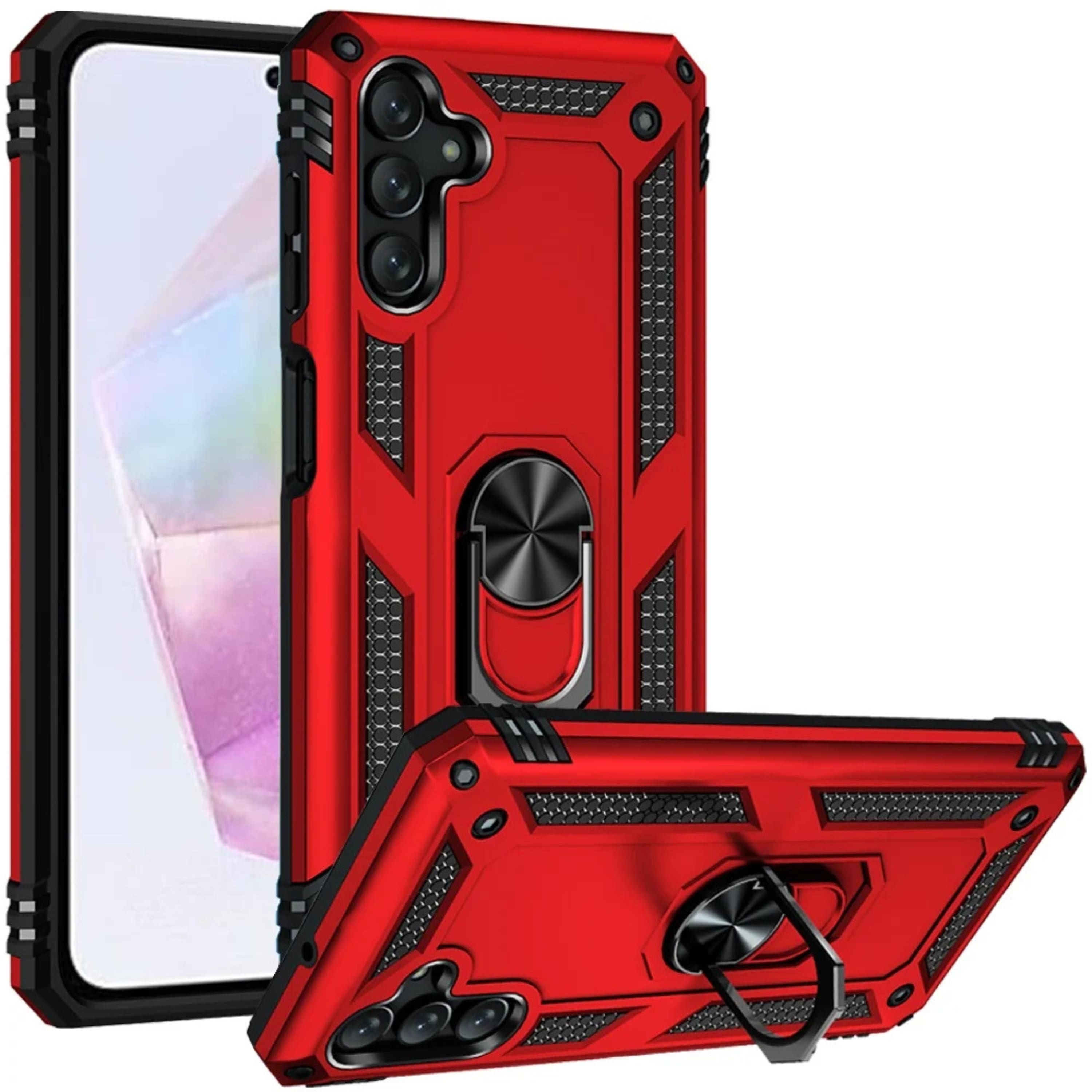 Kitcheniva - Ring Holder Magnetic Kickstand Hybrid Case With Tempered Glass For Samsung A36 A56 - Red price history on PriceWatchPro