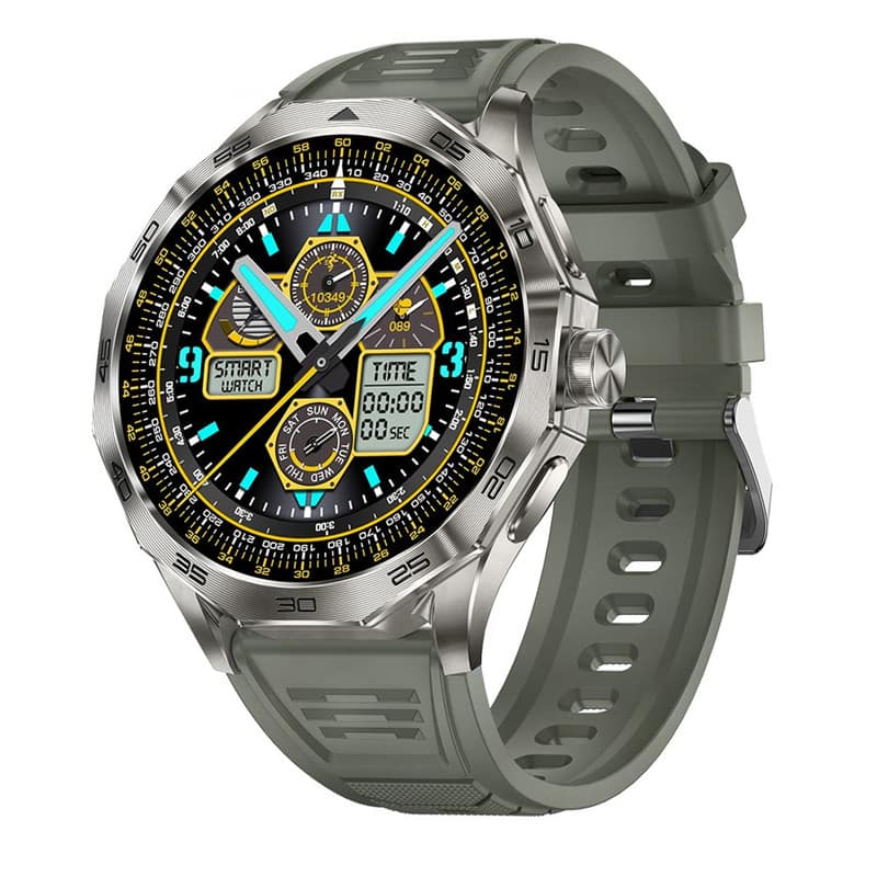 SKRAN - 1.85" HD Screen Smart Watch with Heart Rate Monitor - Bluetooth Calling, Voice Assistant, Sports Watch -Three-link - Green - (2026)