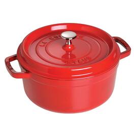 Staub - Cast Iron Round Cocotte, Dutch Oven, 5.5-quart, serves 5-6, Made in France - Cherry