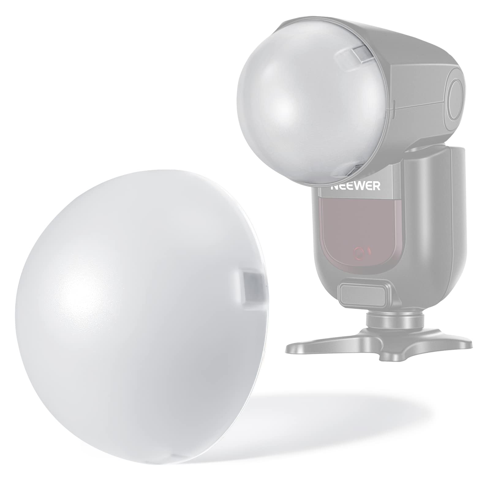 Front. Neewer - Magnetic Dome Diffuser for Round Flash - Light Modifier for Z2PRO, Z2 & Z1 Speedlites.