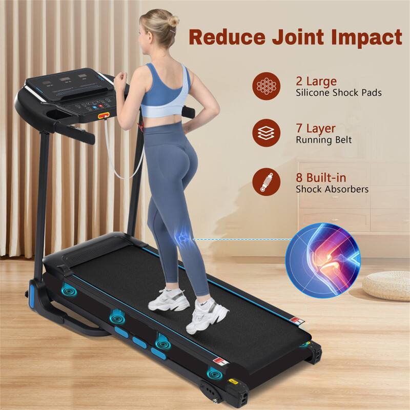 Reduce Joint Impact  
2 Large Silicone Shock Pads  
7 Layer Running Belt  
8 Built-in Shock Absorbers