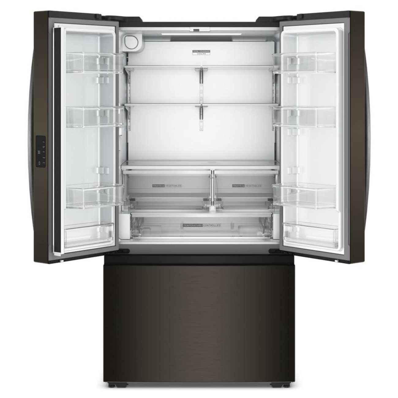 Alt View 10. Whirlpool - 36 in. Wide 24 cu. ft. 3-Door French Door Counter Depth Refrigerator - Black Stainless Finish.