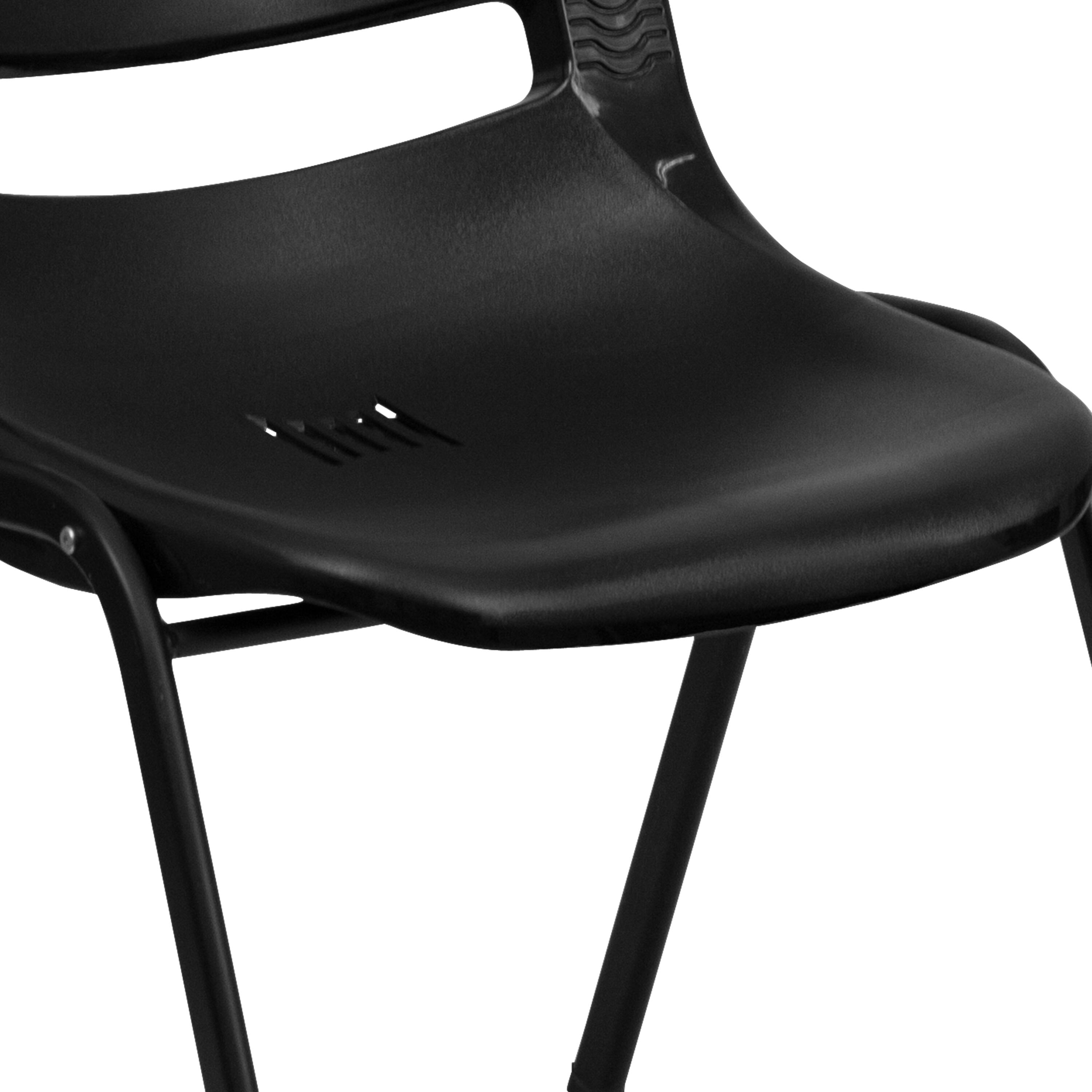 Alt View 9. Emma + Oliver - Ergonomic Kid's Shell Stack Chair - 14" Seat Daycare Home School - Black Plastic/Black Frame.