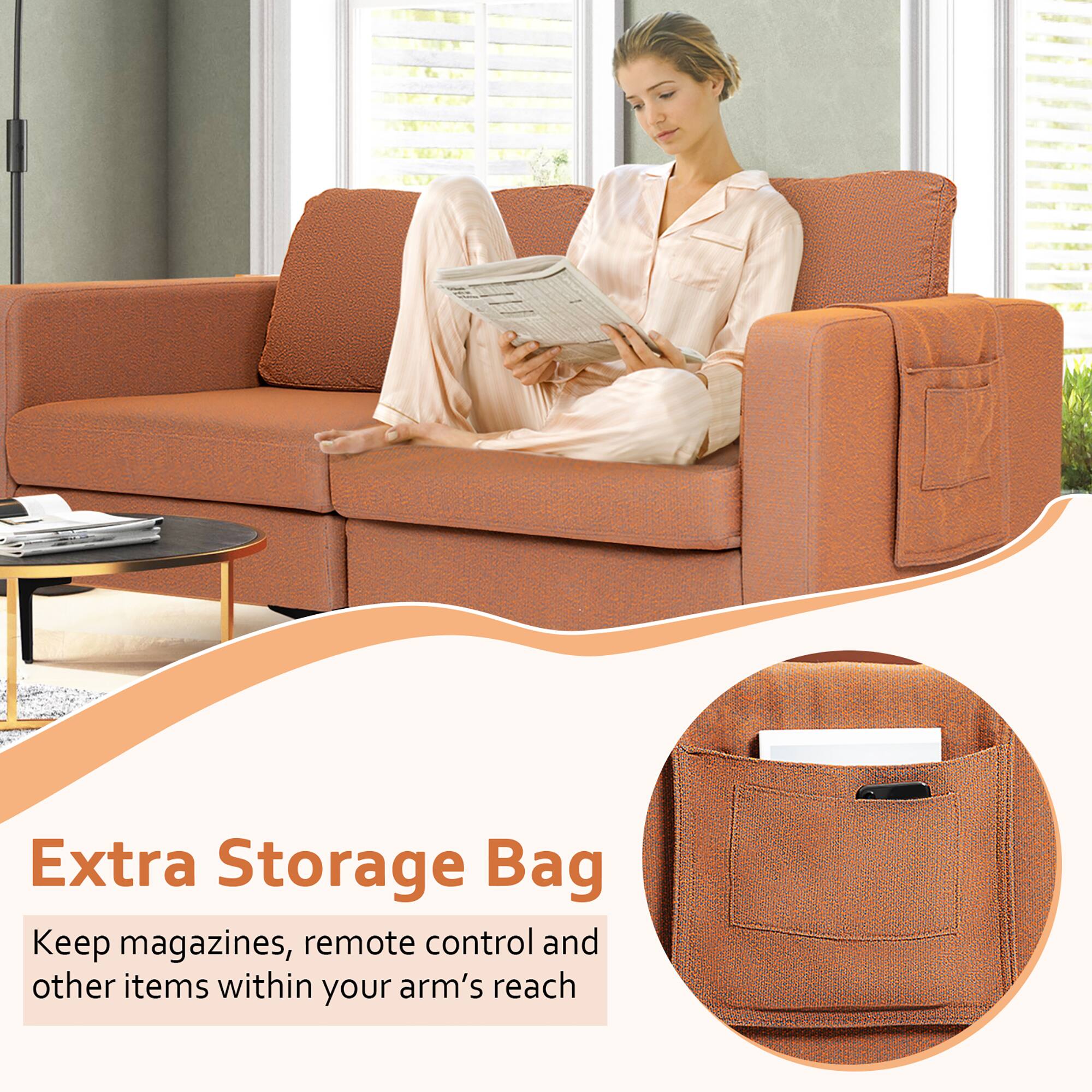 Extra Storage Bag

Keep magazines, remote control and other items within your arm's reach