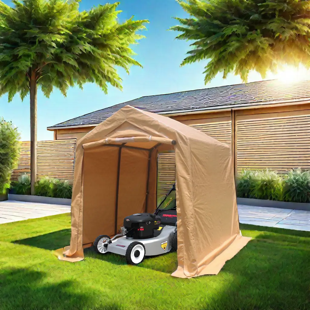 Front. APRILSOUL - Outdoor Portable Gazebo Shed 2 Roll up Zipper Doors Vents Carport Motorcycle Waterproof UV Resistant - brown.