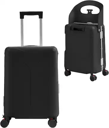 Front. Circus Cirle - 20" Ride-on Luggage with Foldable Seat - Black.