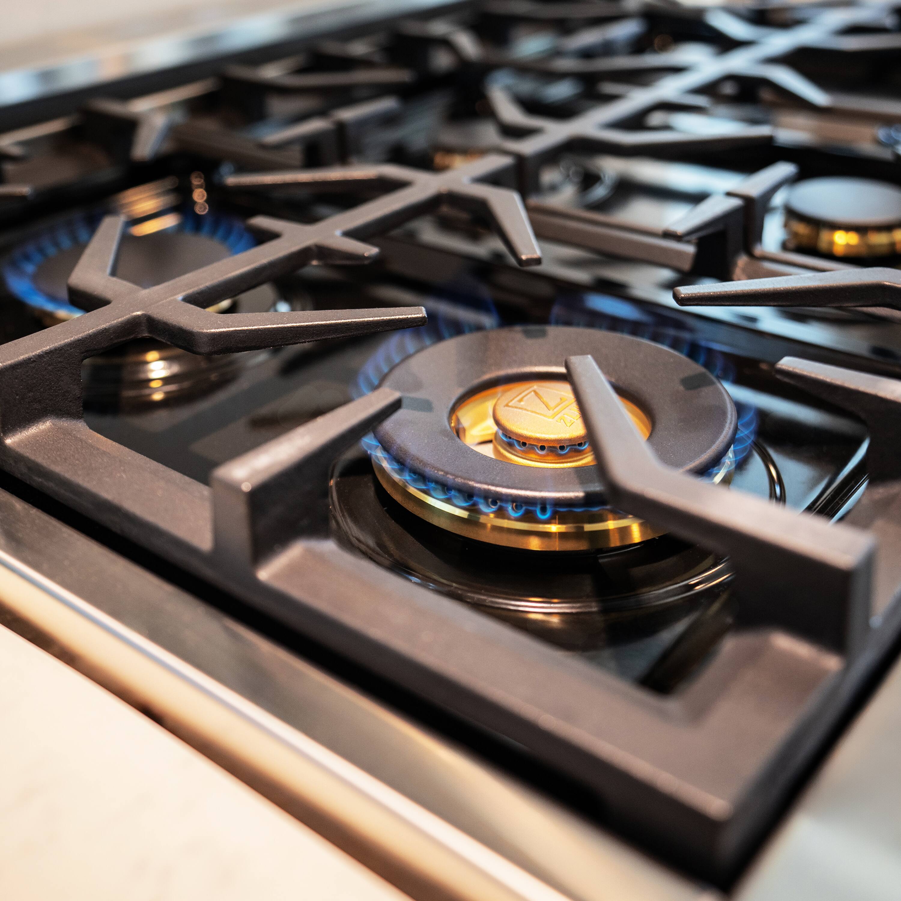 Alt View 18. ZLINE - 36" Legacy Dual Fuel Range w/ Gas Cooktop & Electric Oven w/ 6 Brass Burners (RA-BR-36) - Stainless Steel/Brass Burners.