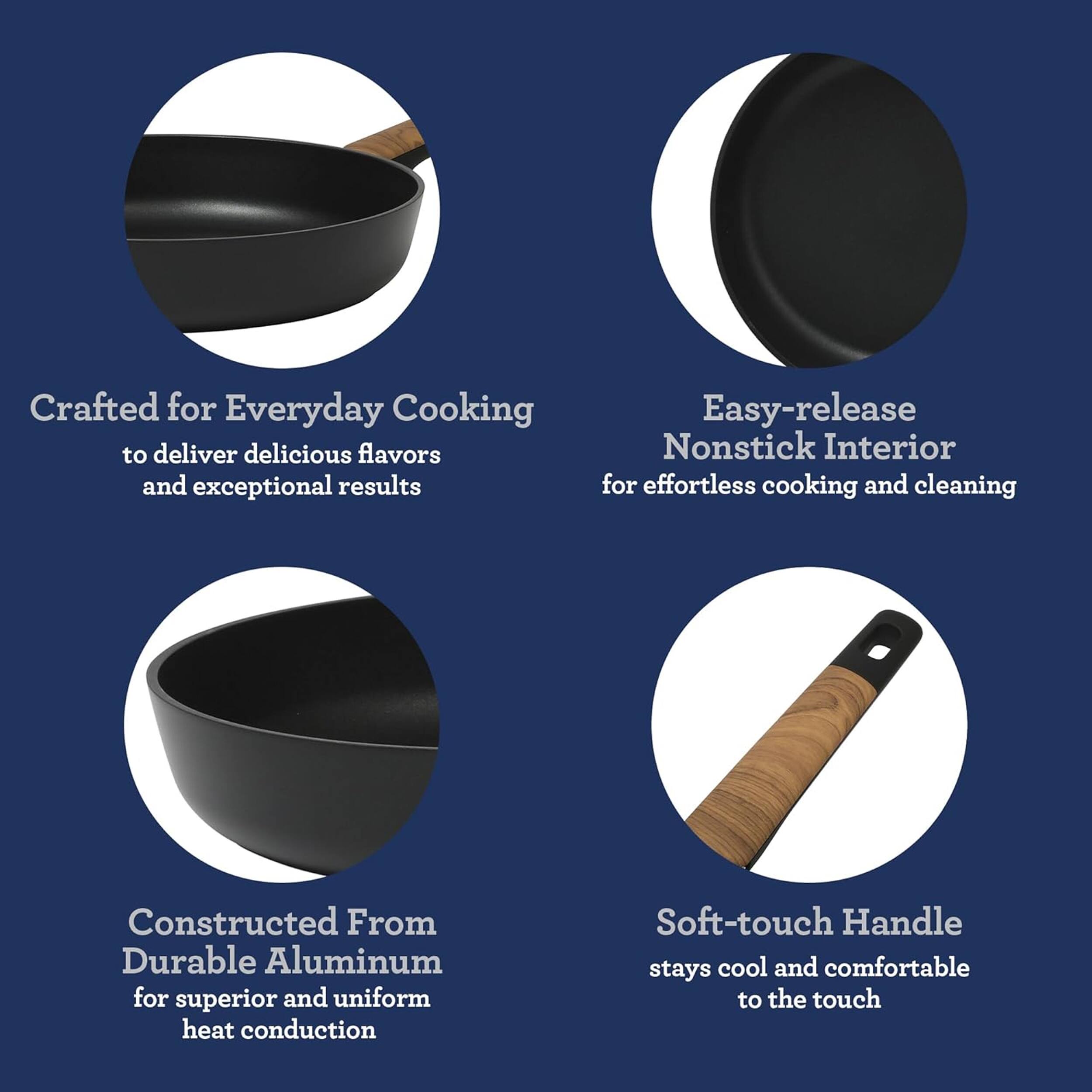 Crafted for Everyday Cooking to deliver delicious flavors and exceptional results
Easy-release Nonstick Interior for effortless cooking and cleaning
Constructed From Durable Aluminum for superior and uniform heat conduction
Soft-touch Handle stays cool and comfortable to the touch