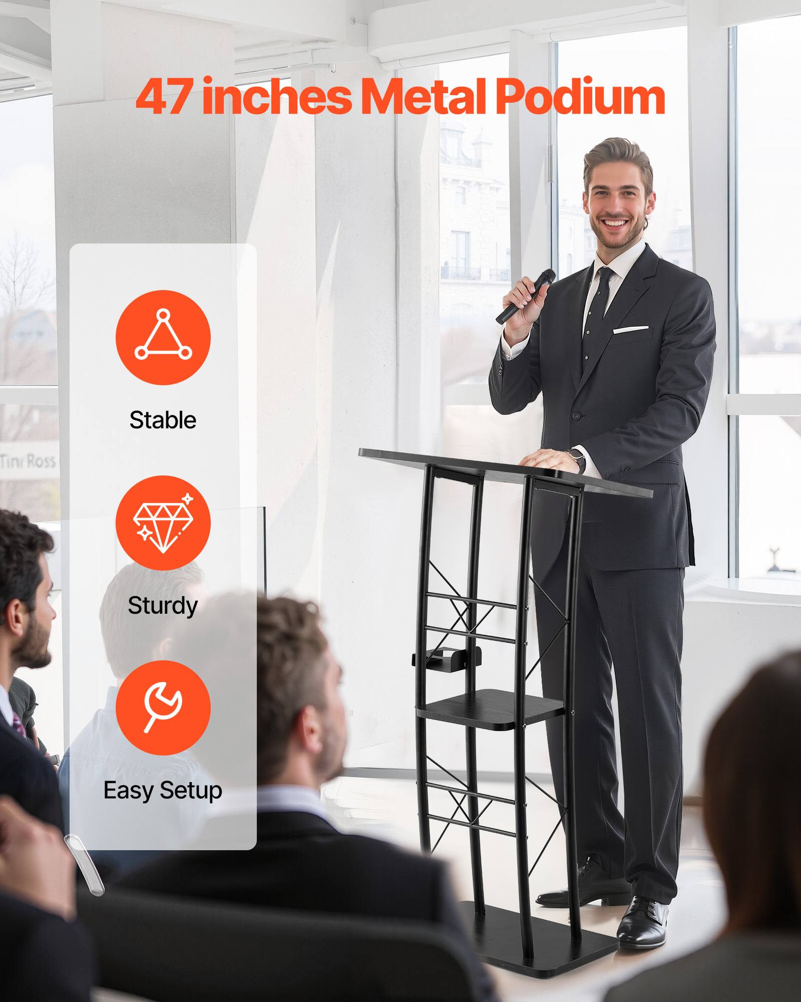 47 inches Metal Podium

- Stable
- Sturdy
- Easy Setup