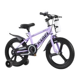 HTUTWOO - 18 Inch Kids Bike - High Carbon Steel Frame,Magnesium Alloy Wheels, Adjustable Seat,Included Water Bottle for Ages 3-9 - Purple