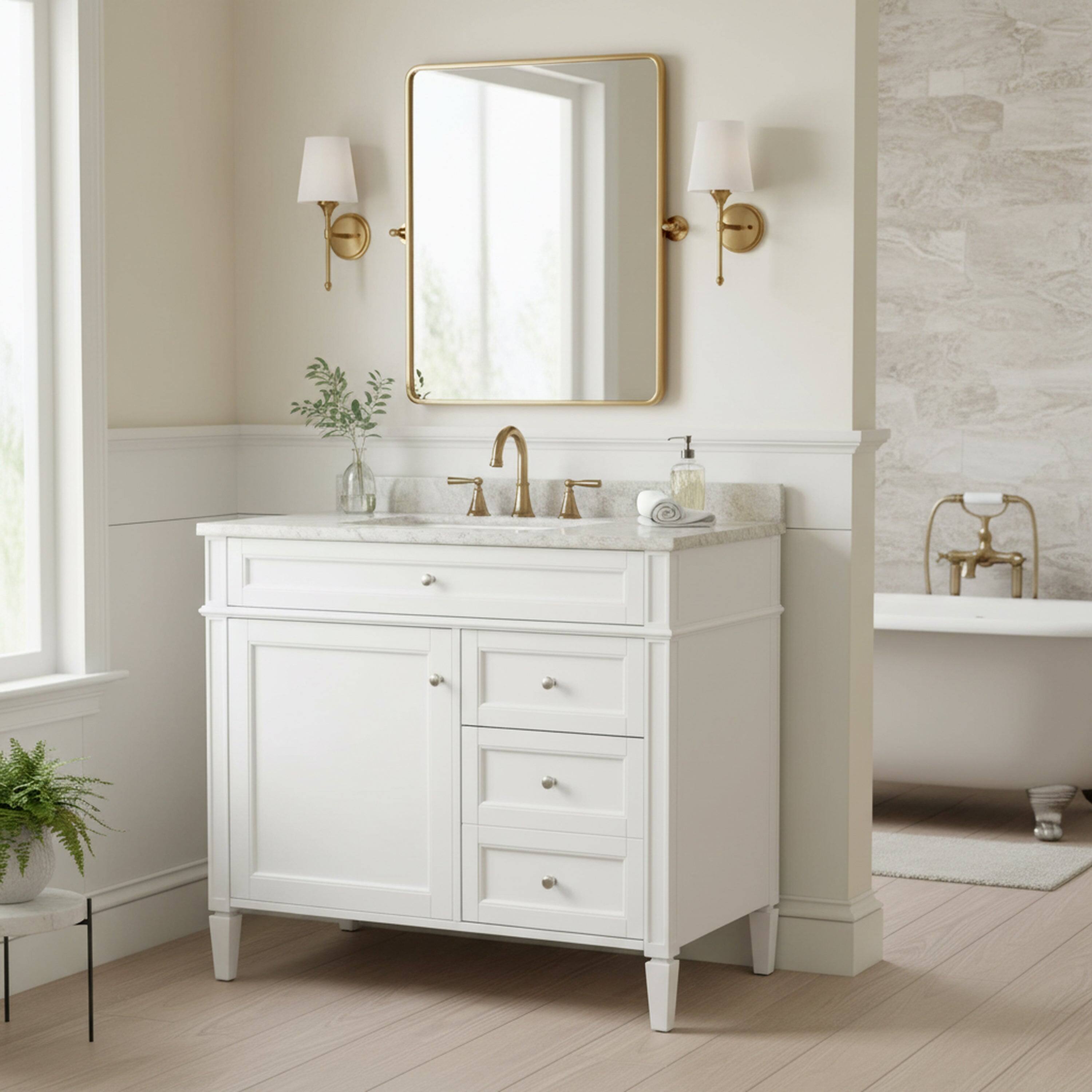 Alt View 1. Boyel Living - 36 Inch Modern Bathroom Vanity Cabinet Two Drawers Tip Out No Sink White - White.