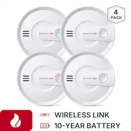 X-SENSE - 10-Year Battery Wireless Interconnected Smoke Detector with Photoelectric Sensor and LED Warning Light 4 Pack - White