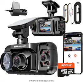 Rexing - R4 4 Channel Dash Cam W/ All Around 1080p Resolution, Wi-Fi, and GPS - Black