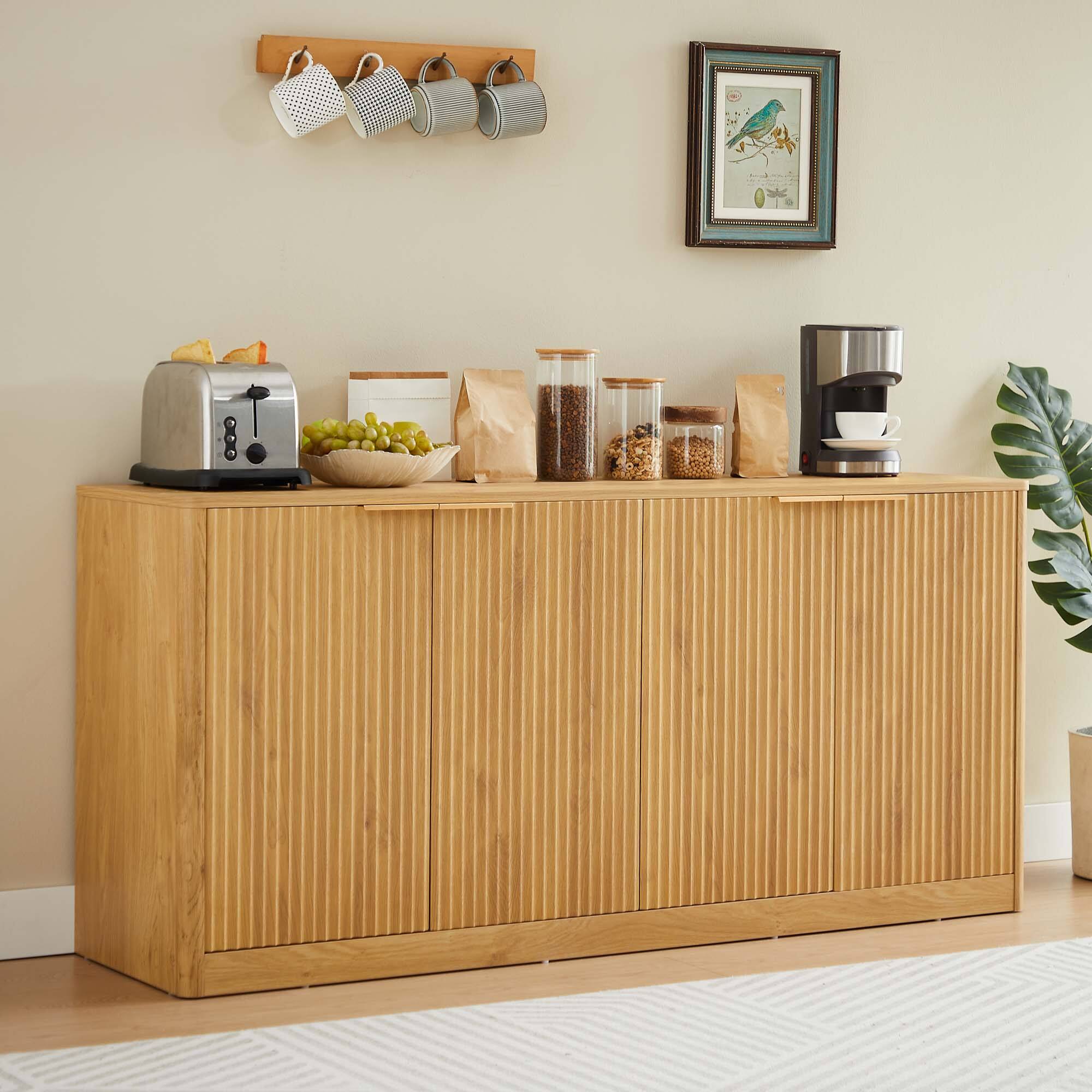 Alt View 10. Forest'nSky - 59-inch modern wavy sideboard, curved contour design storage cabinet,Natural - Natural.