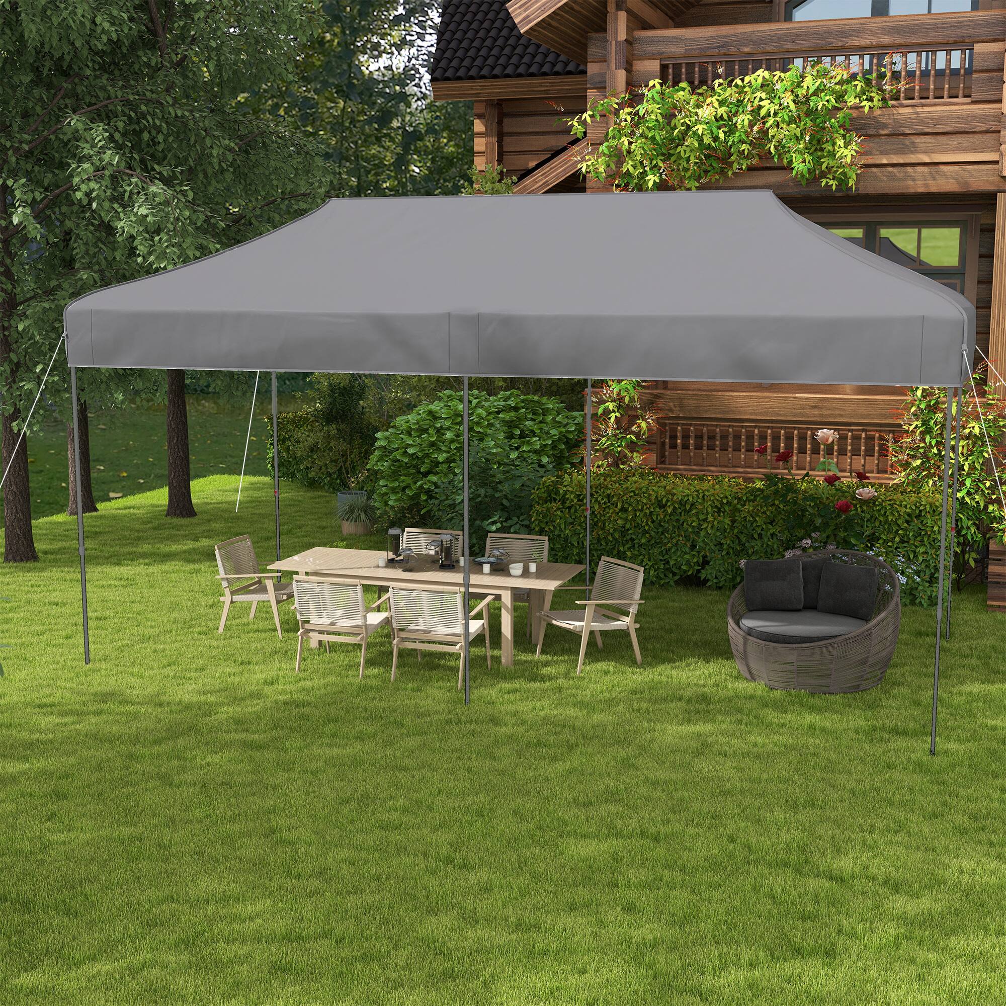 Alt View 1. Outsunny - 10' x 20' Pop Up Canopy Tent, Instant Sun Shelter with 3-Level Adjustable Height - Gray.