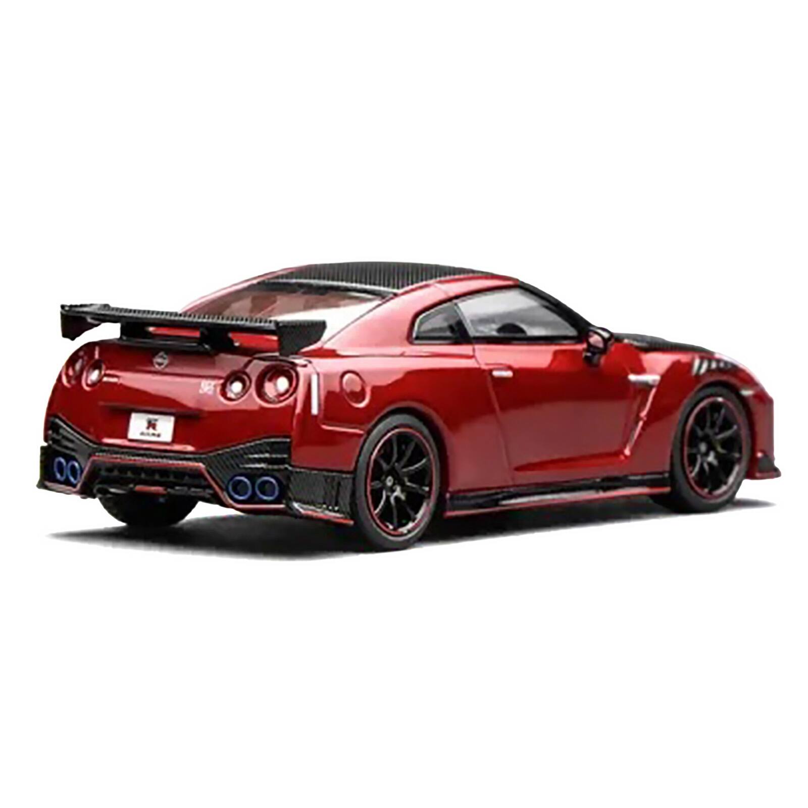 Alt View 3. MotorHelix - 2022 Nissan GT-R Nismo R35 RHD Vibrant Red with Carbon Hood and Top "Senior 64" Series 1/64 Car by MotorHelix.