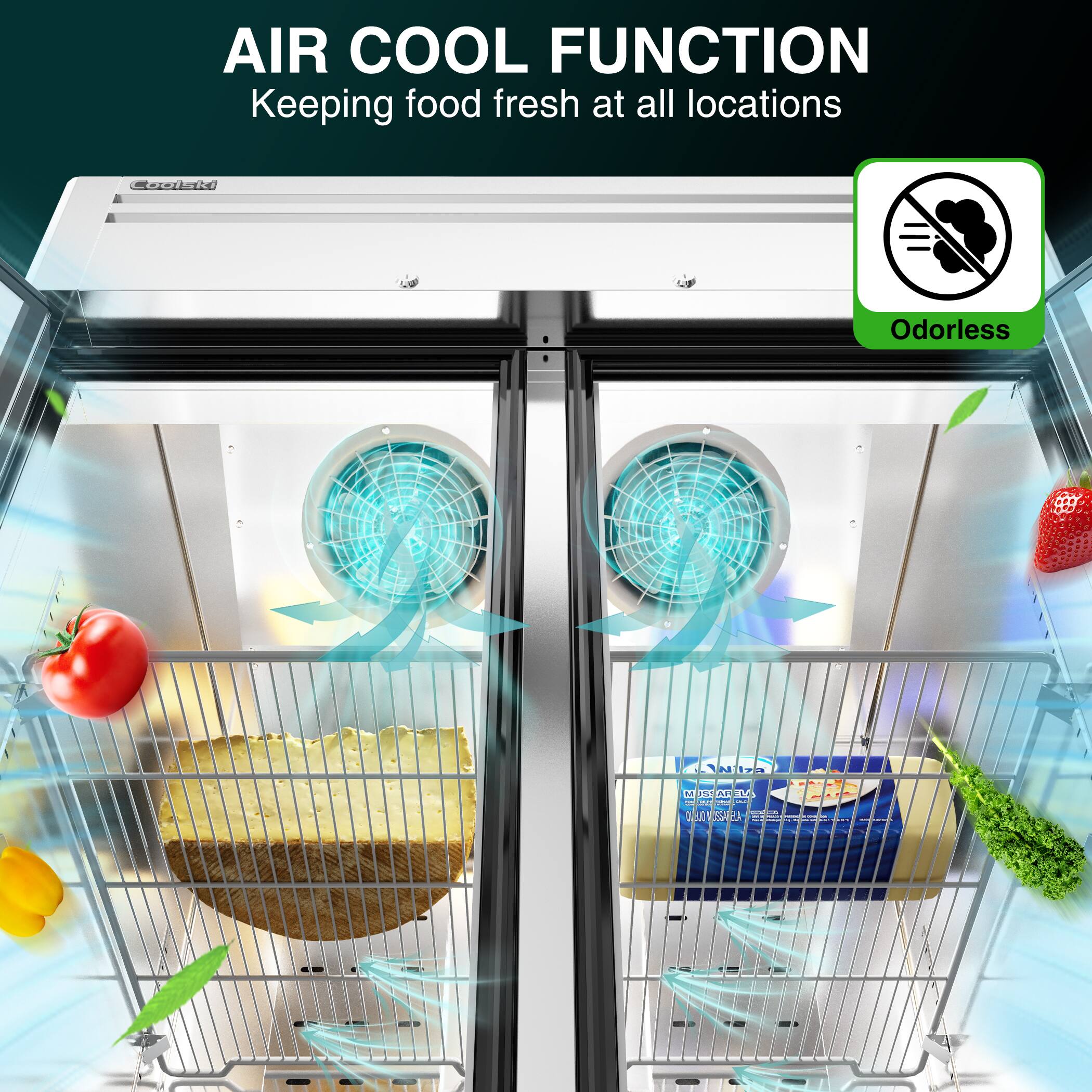 AIR COOL FUNCTION  
Keeping food fresh at all locations  
Odorless