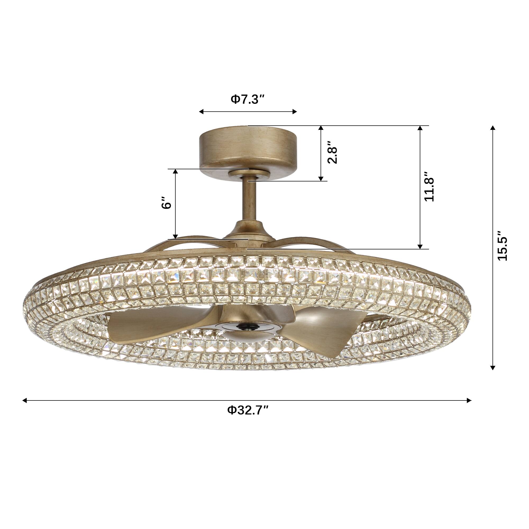 - Diameter: 32.7"
- Height: 15.5"
- Width: 11.8"
- Depth: 2.8"
- Top Diameter: 7.3"
- Bottom Diameter: 6"