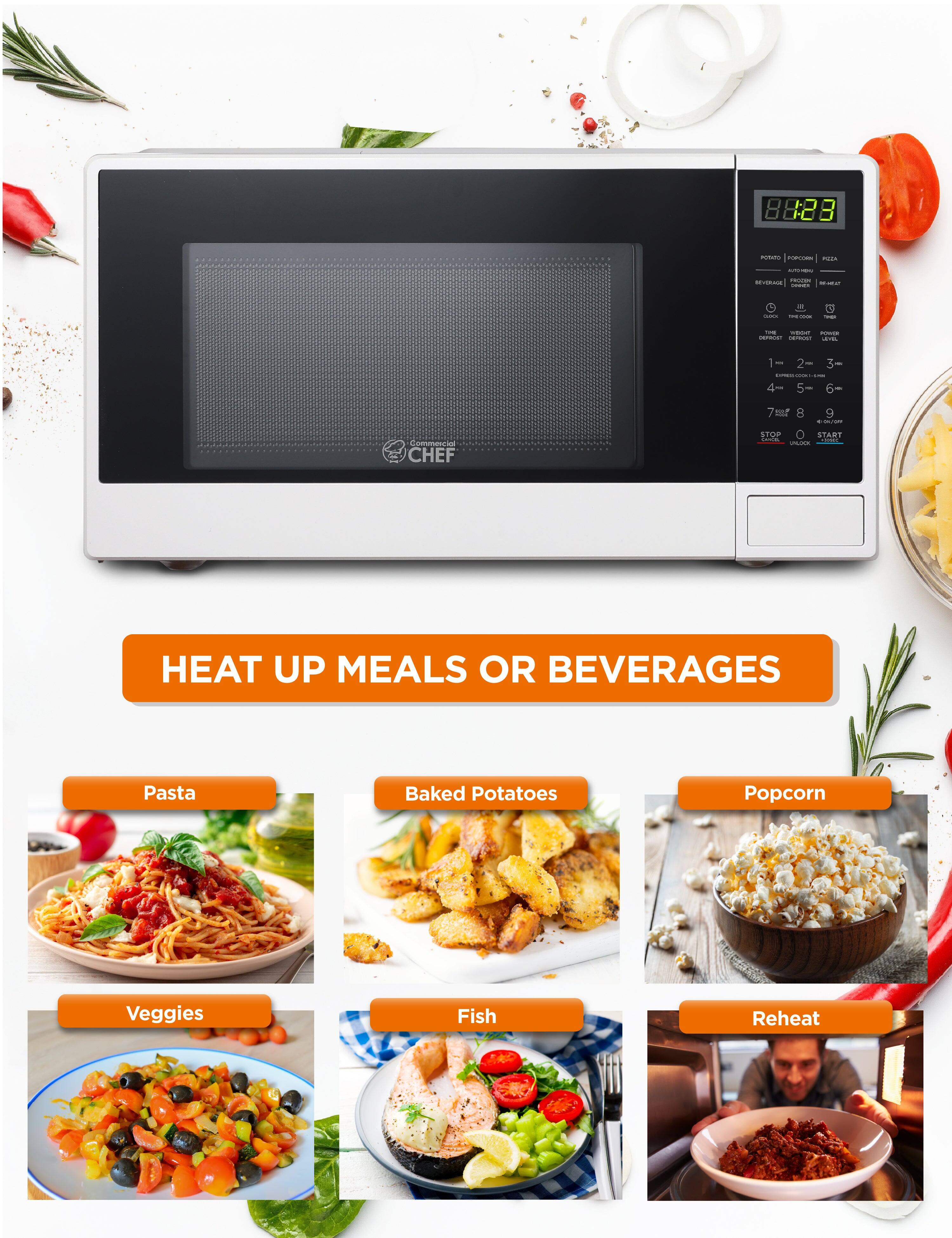 88:88 - - - - n - - i - - - - : I I -   -a - I 2 - 3 - | : - - I 6 - . I 8 - - - C I CHEF EPOS START

HEAT UP MEALS OR BEVERAGES

Pasta
Baked Potatoes
Popcorn
Veggies
Fish
Reheat