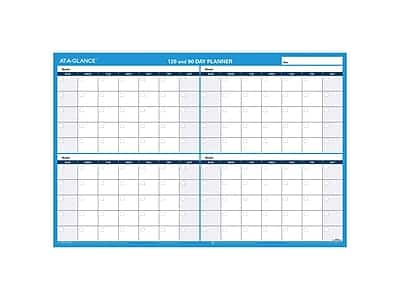 AT-A-GLANCE - 90-120 Day 24"H x 36"W Dry Erase Monthly Wall Calendar, Reversible - Blue
