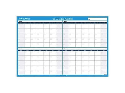 AT-A-GLANCE - 90-120 Day 24"H x 36"W Dry Erase Monthly Wall Calendar, Reversible - Blue