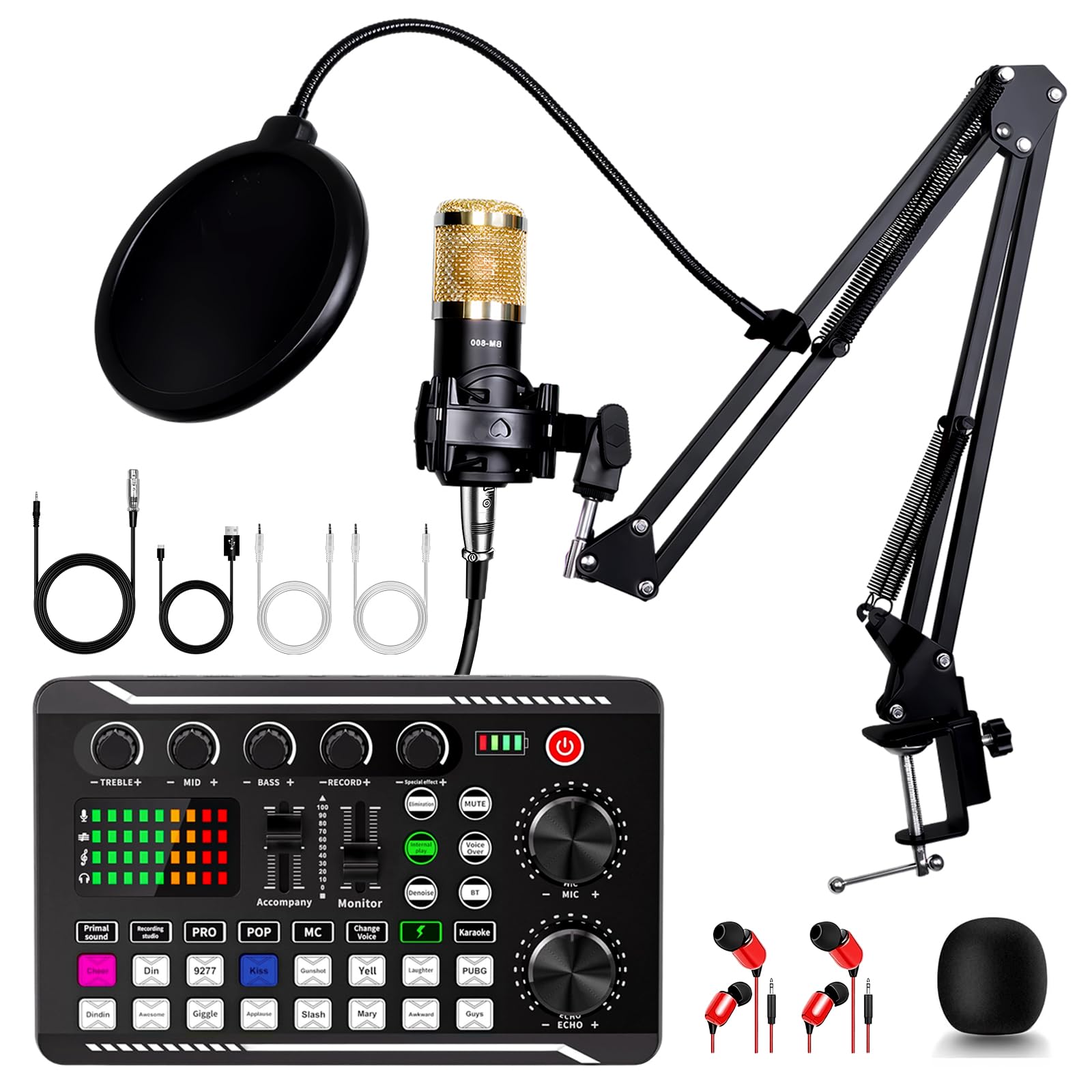 Sure, here is the corrected and grouped text from the image:

---

**Microphone:**
- C08-MIC

**Audio Interface:**
- TREBLE+
- MID+
- BASS+
- RECORD+
- MIX+
- MIC+
- ECHO+
- ACCOMPANY
- MONITOR
- PRO
- POP
- MC
- Karaoke
- 9277
- RINL
- Yell
- PUBG
- node
- Ciggle
- Slash
- Many
- CHO
- Dindin
- Assam
- Giggie
- Slash
- Mary
- Assam
- Guys

**Other Features:**
- Primal
- Karaoke
- Karaoke
- Karaoke
- Karaoke
- Karaoke
- Karaoke
- Karaoke
- Karaoke
- Karaoke
- Karaoke
- Karaoke
- Karaoke
- Karaoke
- Karaoke
- Karaoke
- Karaoke
- Karaoke
- Karaoke
- Karaoke
- Karaoke
- Karaoke
- Karaoke
- Karaoke
- Karaoke
- Karaoke
- Karaoke
- Kar