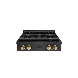 ZLINE - Autograph 30 in. 4 Burner Paramount DuoPro Gas Rangetop in Black Satin Steel and Gold Accents (PSRTBSZ-30-G) - Black Satin Stainless Steel