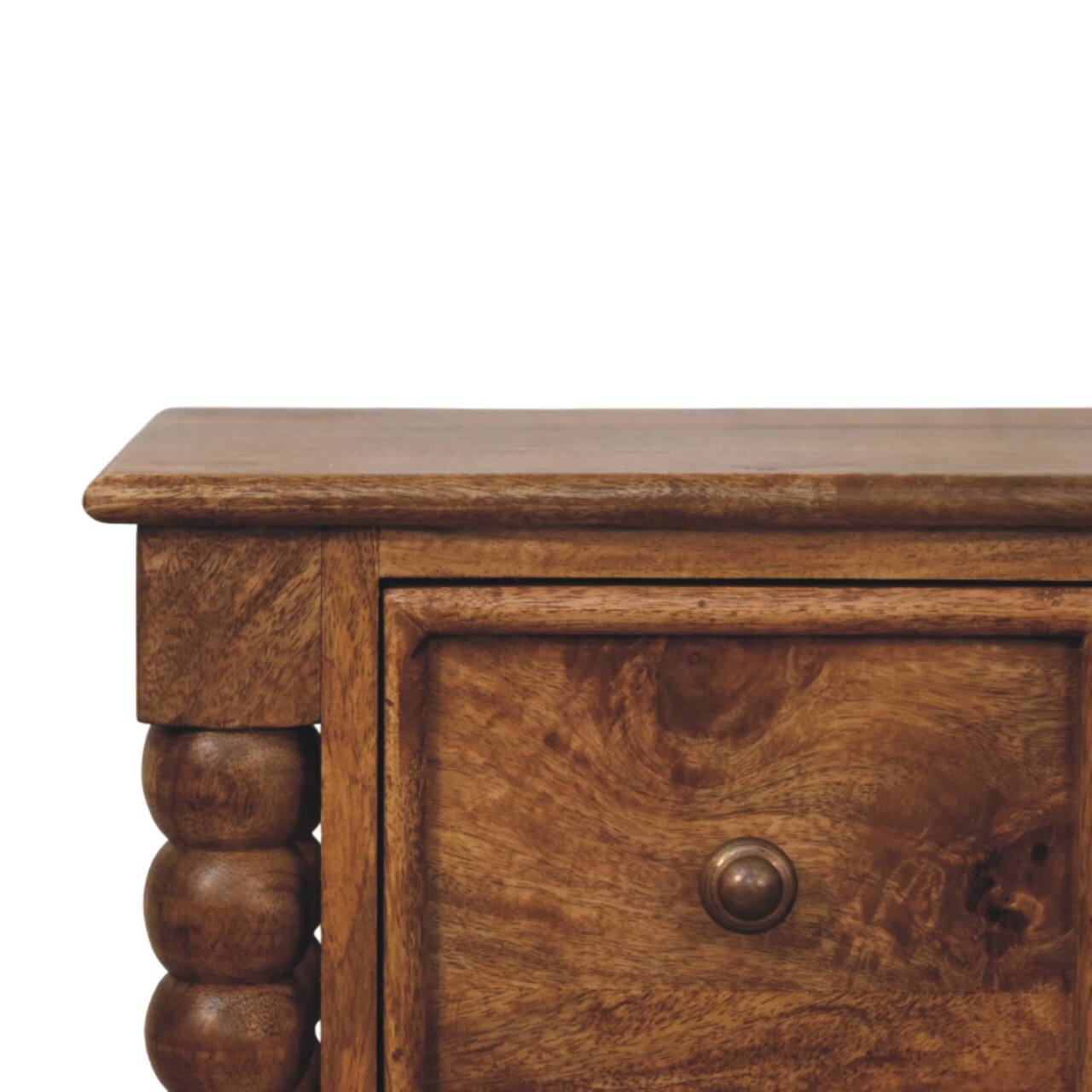 Alt View 2. Tiramisubest - Amber Solid Wood Barley Twist Two-Drawer Bedside Table - Brown.