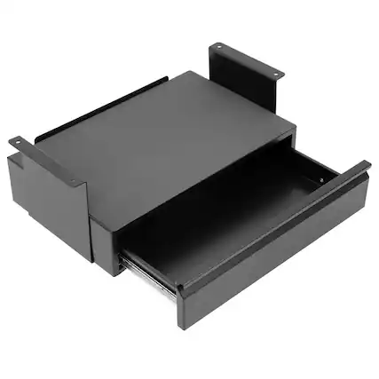Front. Mount-It! - Under Desk Pull-Out Drawer Kit with Integrated Shelf for Desk Storage & Organization, Black - Black.