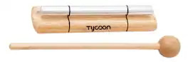 Tycoon Percussion - Single Chrome Energy Bar Chime, Medium Size, Tempered Aluminum Alloy, Siam Oak Wood Base, Includes Wooden Beater